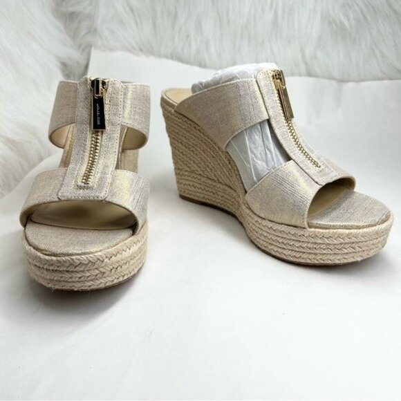 MICHAEL Michael Kors Women's Bradley Espadrille Platform Wedges Pale Gold 7M - Picture 3 of 12